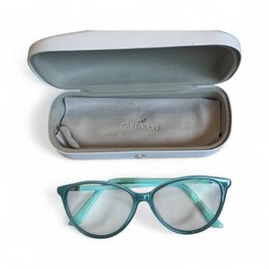Swarovski Teal Green Glasses Womens SK51363 W/Case Classic Luxury